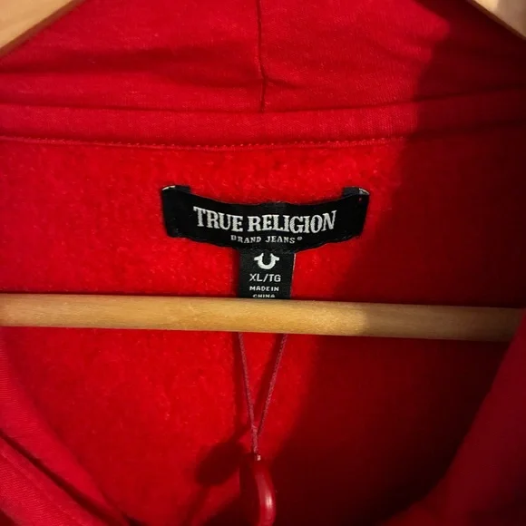 True Religion Red Zip Up Hoodie NWT - Picture 4 of 8